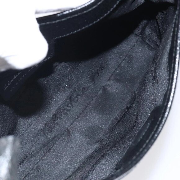 Salvatore Ferragamo Shoulder Bag Canvas Navy Silver Auth bs25827 - Picture 11 of 16